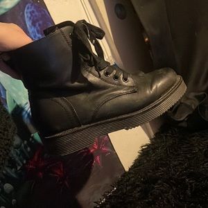 Black combat boots